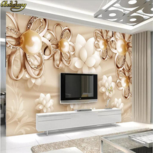 Beibehang personalizado foto papel de parede mural ouro pérola flor luxo jóias fundo papéis decoração da sua casa 2024 - compre barato