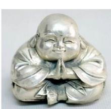 Old Tibet Silver Sitting Small Laughing Buddha Statue Art Bronze sculpture home decoration 2024 - buy cheap