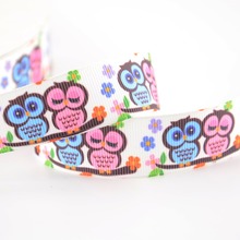 Couples owls designs for DIY gifts baby clothing decoration 7/8" 22 mm width  100% polyester printed grosgrain ribbons 2024 - buy cheap