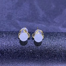 SHILOVEM-pendientes de oro amarillo de 18k para mujer, aretes de jaspe blanco Natural, joyería fina clásica, regalo de boda, nuevo myme0606300by 2024 - compra barato