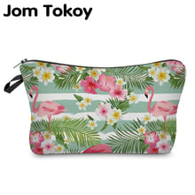 Jom Tokoy cosmetic organizer bag make up Flamingo Heat Transfer Printing Cosmetic Bag Fashion Women Brand makeup bag 2024 - buy cheap