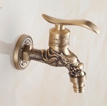 2016 Garden Use Bibcock Faucet Tap/ Antique Brass  Euro Art carving Bathroom Wall Mount Washing Machine Water Faucet Taps 597 2024 - buy cheap