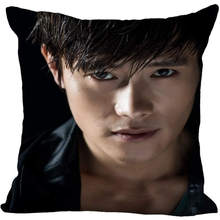 Custom Kpop Lee Byung hun Printed Square silk Pillowcases 40x40cm,35x35cm One Side Satin Pillowcase Custom Logo 2024 - buy cheap