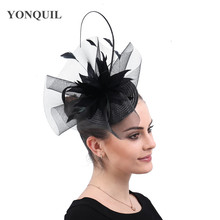 Sombreros Derby negros clásicos elegantes para mujer, accesorios para el cabello, sombreros de boda, sombreros de té con pinzas para el pelo SYF566 2024 - compra barato