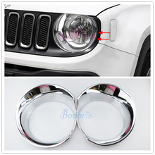 Headlight Cover Front Lamp Overlay Trims Frame Protector 2016-2017 ABS Chrome Car Styling For Jeep Renegade Accessories 2024 - buy cheap