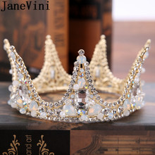 Janevini tiaras de luxo para casamento, laço de princesa com cabeça de cristal, joia barroca de strass para noivado 2024 - compre barato