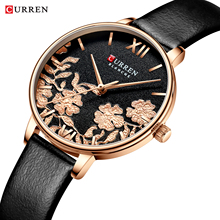 CURREN-relojes de cuero para mujer, reloj de pulsera de cuarzo con esfera de diseño único, hermoso, a la moda, 2019 2024 - compra barato