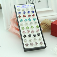 40pcs/box Fashion Color Mixing Crystal Plum Flower Stud Earring 925 Silver Stud Earrings Set For Women Bts Star Jewelry Gift 2024 - купить недорого