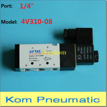 Verykom Pneumatic 4v310-08 1/4" BSP Solenoid Valves 2/5 Way Electro Magnetic Air Valve 4v31008 CV=1.4 DC 12V 24V AC 110V 220V 2024 - buy cheap
