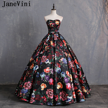 JaneVini Elegant Sweetheart Floral Prom Dress Print Pattern Satin Floor Length Dresses Women Plus Size Ball Gown Evening Dress 2024 - buy cheap