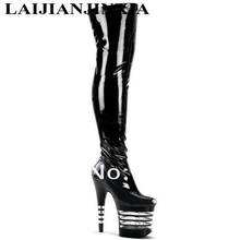 LAIJIANJINXIA-Botas por encima de la rodilla para mujer, zapatos femeninos de tacón alto de 20cm, adecuados para fiesta, Club nocturno, plataforma, Pole Dance 2024 - compra barato