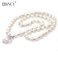 Real White Freshwater Pearl long Necklace 60cm for Women 925 Sterling Silver Jewelry wedding gift 2024 - buy cheap