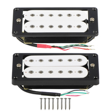 FLEOR набор белой двойной катушки Humbucker Пикап керамический магнит для электрогитары части шеи и моста Пикап w/черная плоская рамка 2024 - купить недорого