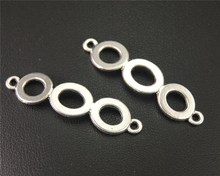 20 peças cor de prata três anel conectado redondo pingente pulseira colar jóias fazendo a mão diy 10x41mm a1895 2024 - compre barato