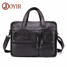 JOYIR-maletín de piel auténtica para hombre, bolso grande de viaje, informal, de cuero de vaca, maletín de negocios Vintage 2024 - compra barato