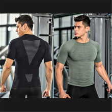 Camiseta fitness para homens, camiseta esportiva respirável preta/verde/branca de secagem rápida, exercício de compressão profissional, camisa de manga curta 2024 - compre barato