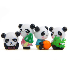 Figuras de acción de Panda para niños, juguetes de dibujos animados, modelo de muñeca, regalo de Navidad, DIY, 4 unids/lote 2024 - compra barato