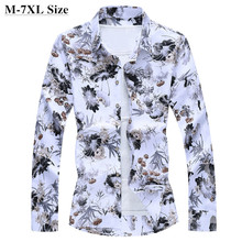 Plus Size 5XL 6XL 7XL Men's Casual Flower Shirt 2020 Autumn New Hawaiian Long Sleeve Shirts Male Brand Clothes 2024 - buy cheap