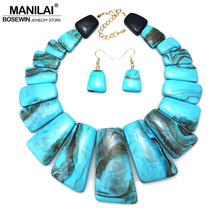 MANILAI-collar de resina de gran coloración para mujer india, Diseño étnico, Gargantilla, pendientes, conjuntos Vintage 2024 - compra barato
