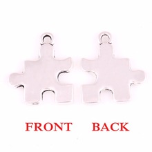 Autism Awareness pendant antique silver plated plated Holes Puzzle Piece Jigsaw Charm Autism Hope Wholesale ID Jewellery 2024 - buy cheap