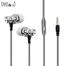 M&J In Ear Skull Earphone Bass Studio Monitor Stereo Headset Music Super Deep Earbud With Microphone For PC iPhone Samsung 2024 - buy cheap