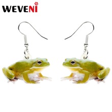 WEVENI Accessory Acrylic Cute Green Frog Earrings Dangle Drop Animal Jewelry For Women Girls Cute Party Gift Charms Dropshipping 2024 - buy cheap