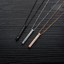 Fashion Trendy Stainless Steel Chain Necklaces Cylindrical Silver Black Rose Gold Color Pendant Women Men Unisex Jewelry Gift 2024 - buy cheap