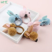 6cm Cute Cartoon Hair Clip Plush Girls Rabbit Hairpin Hair Rope Korean 3D Animal Child Rubber Band Hairwear Hair Accessories 2024 - buy cheap