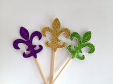 Glitter Fleur De Lis Cupcake Toppers girls birthday party Wedding Bridal Shower Engagement Hens Night Party food pic Decorations 2024 - buy cheap