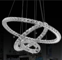 New high-power led Pendant Lights led lamps led lustre K9 Crystal Pendant lamps stainless steel Ring Crystal Pendant lamp 2024 - buy cheap