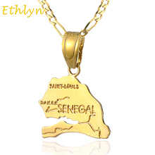 Ethlyn-collar con colgante de mapa de Senegal, Color dorado al vacío, accesorios de joyería para mujeres y hombres, P44 2024 - compra barato