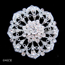 Silver Tone Large Clear Rhinestone Crystal Flower Wedding Bouquet Brooch Pin 2024 - купить недорого