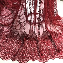 Latest Wine African Lace Fabric 2021 High Quality Lace Embroidery French Mesh With Beads Nigerian Lace Fabrics Material M2670 2024 - buy cheap