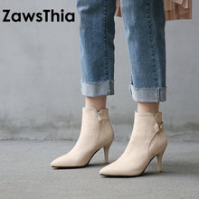 Женские ботинки на высоком каблуке ZawsThia, Зимние удобные ботильоны на шпильках, большие размеры 44, 2019 2024 - купить недорого
