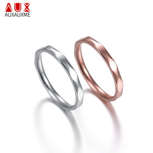 Auxauxme 2 мм Простые Кольца ромбовидной формы для пары ювелирные изделия из розового золота титановая нержавеющая сталь обручальное кольцо 2024 - купить недорого