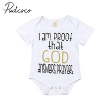 2019 Baby Summer Clothing Hot Newborn Infant Baby Girls Bodysuit Letter Print White Short Sleeve Jumpsuit Casual Clothes Outfits 2024 - buy cheap