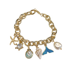 Pulseras CON ABALORIOS de concha de mar para Mujer, brazaletes con eslabones de cadena dorados, diseño de moda, joyería para Mujer 2024 - compra barato