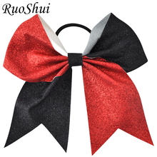 7 Inch 2 Color Patchwork Girls Bling Sequin Cheerleading Hair Bow Women Glitter Bows Elastic Hair Bands Ponytail Hair Holder 2024 - buy cheap