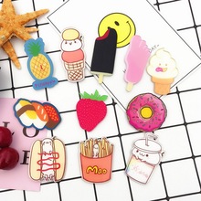 Broche acrílico de comida, broche fofo de frutas, crachás para roupas, botão de alfinete de mochila com ícone kawaii, 1 peça 2024 - compre barato