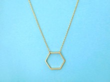 Outline Cutout Geometric Hexagon Simple Polygon Polygonal Female Wedding Lucky charm Necklace Pendant Jewelry 2024 - buy cheap