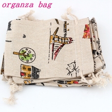 Bolsas de tela con cordón de algodón y lino con estampado de Pequeño gato, bolsa de regalo de joyería de 10x14cm, 50 Uds. 2024 - compra barato