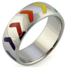MOREDEAR 8mm Stainless Steel Ring For Women Men Resin Arrow Rainbow Wedding Rings USA Size 2024 - buy cheap