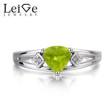 Leige Jewelry Real Natural Peridot Ring Wedding Ring Green Gems August Birthstone Trillion Cut Gemstone 925 Sterling Silver Ring 2024 - buy cheap