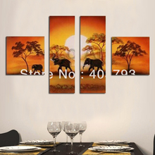 4pc modern Wall Art  Oil Painting On Canvas africa landscape elephant  no frame  free shipping 2024 - buy cheap