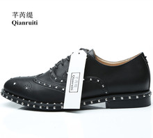 Silver Studs Split Leather Men Shoes Lace-up Loafers Italy Smoking Shoes Spike Rivets Flats EU39-EU46 Men Casual Shoes 2024 - buy cheap