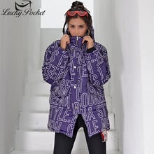 Parcas de inverno com capuz feminino, jaquetas casuais de algodão com letras impressas z994, manga longa soltas 2024 - compre barato