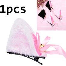 Halloween Lovely  Cat Ears With Bell Hair Clip Cosplay Party Fox Long Fur Costume Hair Clip  Gift Hair Accessory White Black 2024 - buy cheap