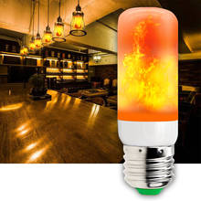 E27 Светодиодный светильник с эффектом пламени, лампа 220 В, светодиодный светильник, Мерцающая эмуляция 3 Вт, светодиодный светильник для горения, креативный светильник 110 В 2024 - купить недорого
