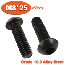 50pcs ISO7380 M8 x 25 Grade 10.9 Alloy Steel Screw Hexagon Hex Socket Button Head Screws 2024 - buy cheap
