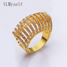 New Style Elegant Unique hollow Design female Ring in Gold/White Color Trendy Zircon women's rings for party Costume Jewellery 2024 - buy cheap